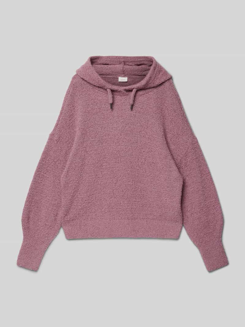 Bluza o kroju comfort fit z włochatej dzianiny z kapturem