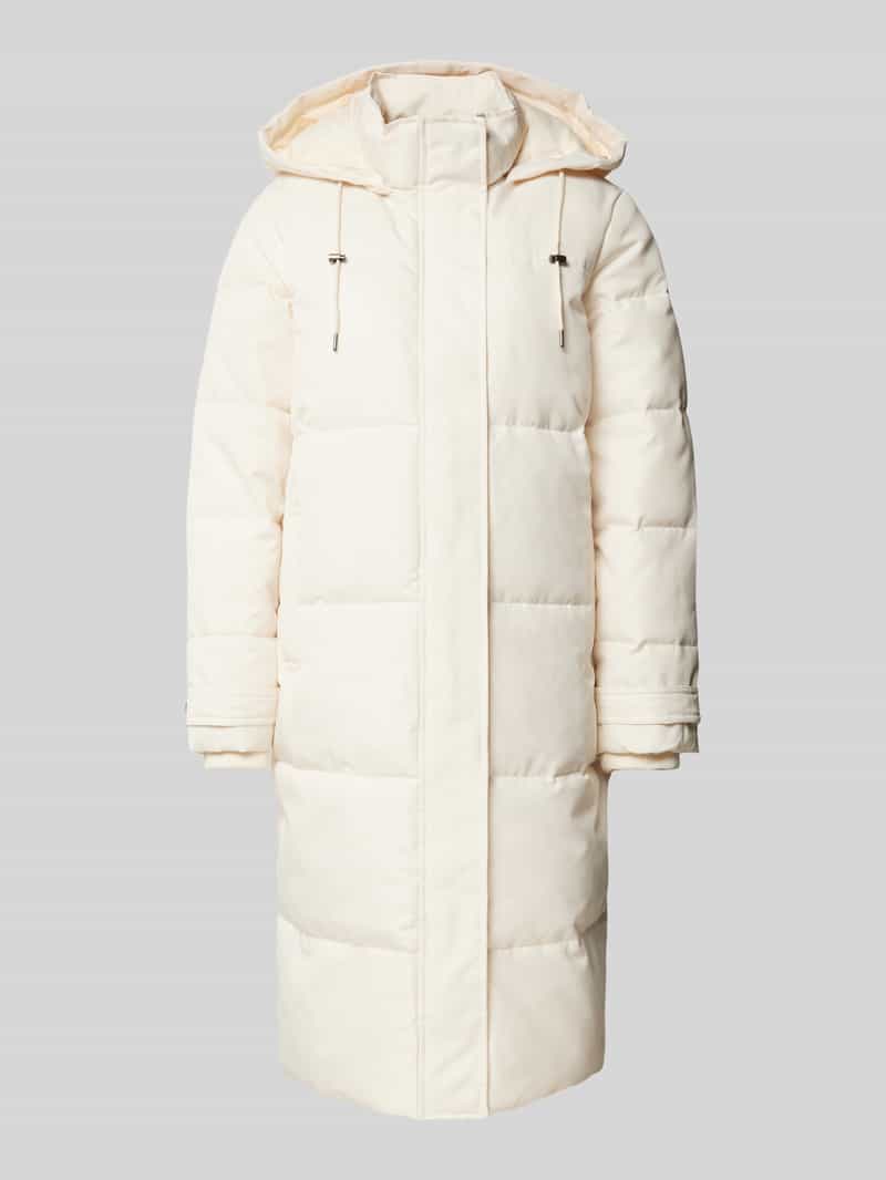 Płaszcz pikowany o kroju regular fit z kapturem i tunelem model ‘IRENE’