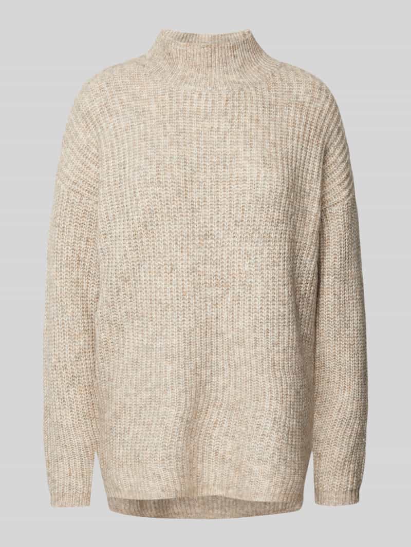 Sweter z dzianiny ze stójką i dodatkiem wełny