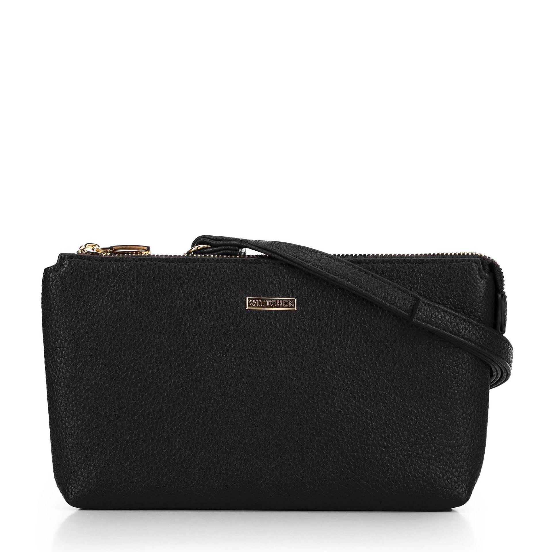 Crossbody z ekoskóry dwukomorowa czarno - złota