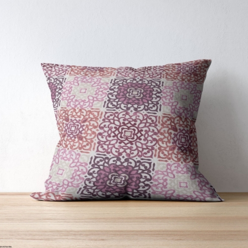 Poduszka bawełniana z wzorem Ornament różowy