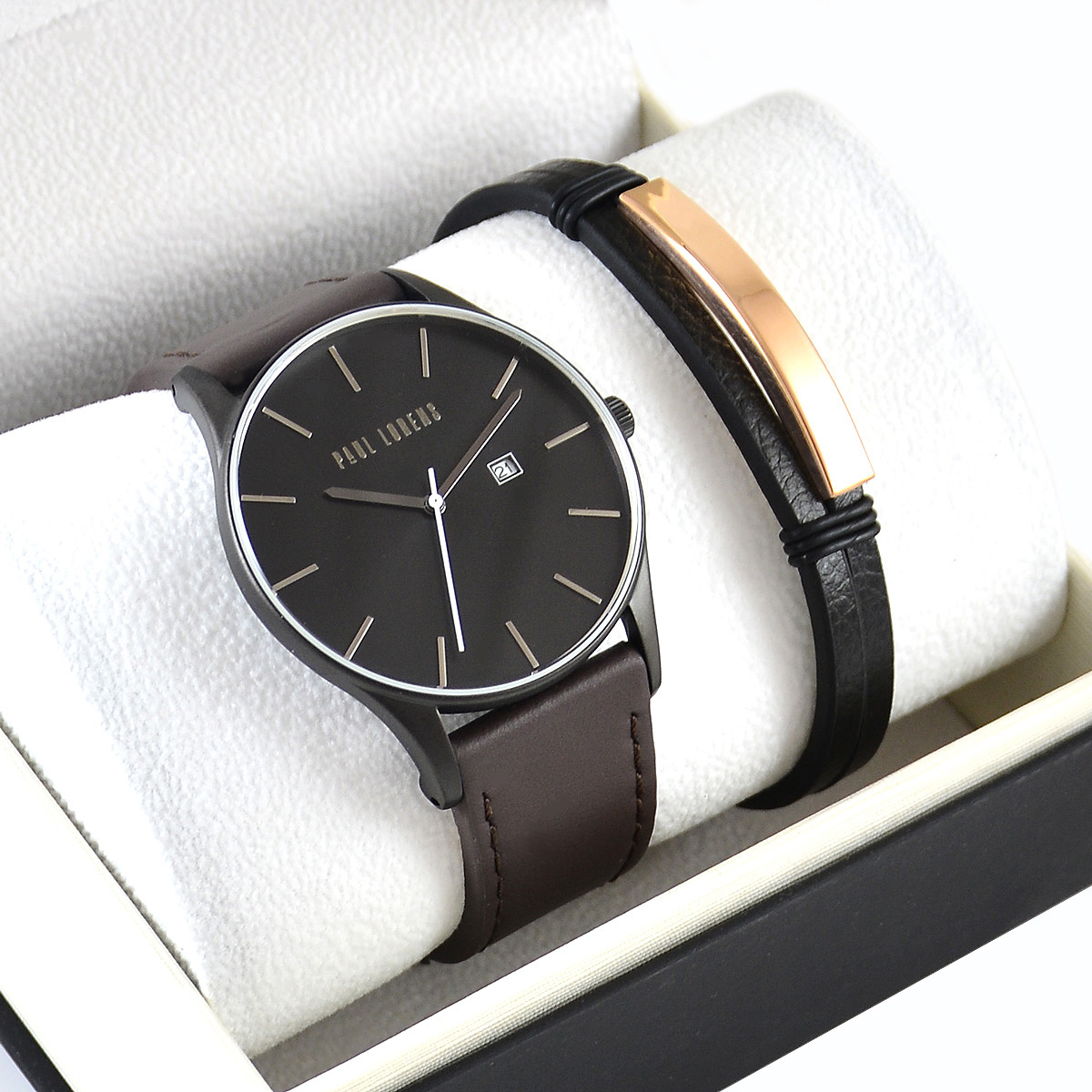 Zestaw męski zegarek Paul Lorens - LONGIO-7028A2-1B2 + bransoletka Pacific