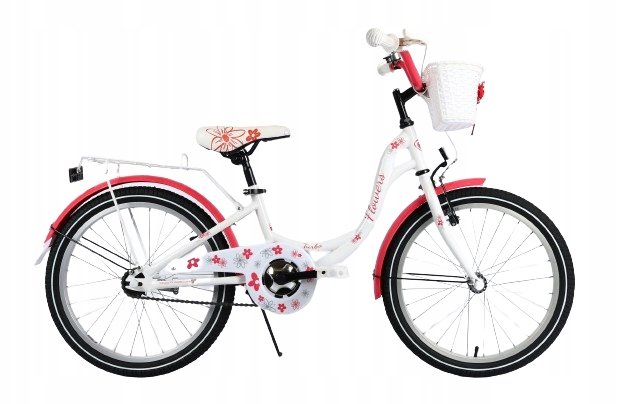 Rower dziecięcy Art-Pol 20 Flowers koło 20 CALI BIAŁO KORALOWY POLSKI