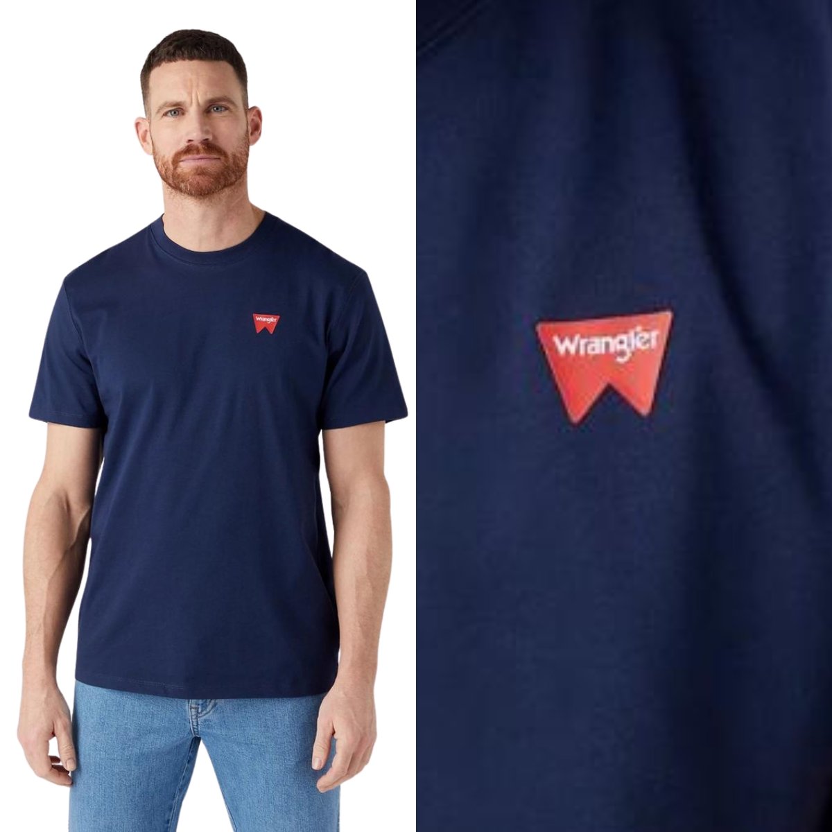 Wrangler SIGN OFF TEE Navy GRANATOWY T-SHIRT MAŁE LOGO REGULAR FIT M