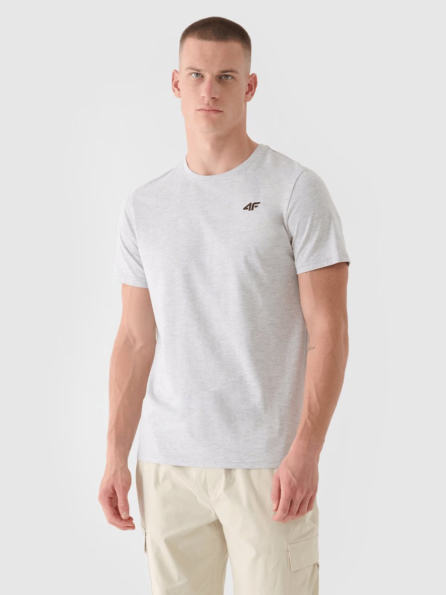 T-shirt regular gładki męski 4F 4FWMM00TTSHM1843-27M Szary