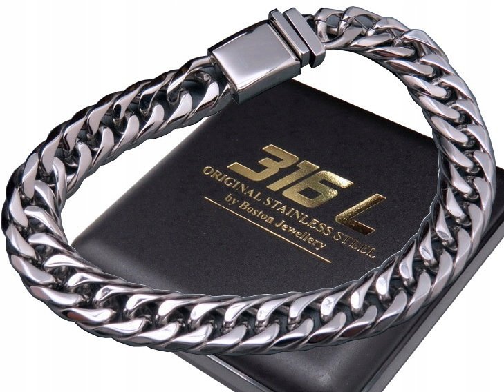 GRUBA SREBRNA BRANSOLETA MĘSKA MEGA PANCERKA 316L