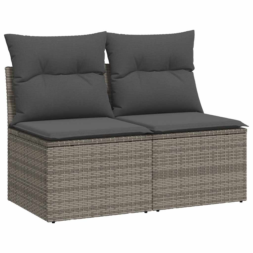 vidaXL 4-cz. sofa ogrodowa z poduszkami, szary, rattan PE i akacja