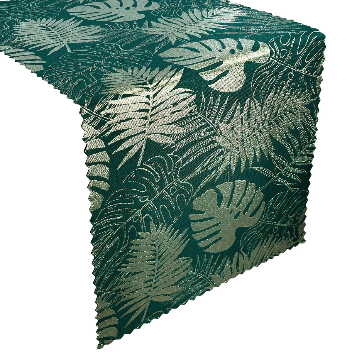 Dwustronne Bieżniki Plamoodporne Zielony Złoty Monstera-40x160 cm