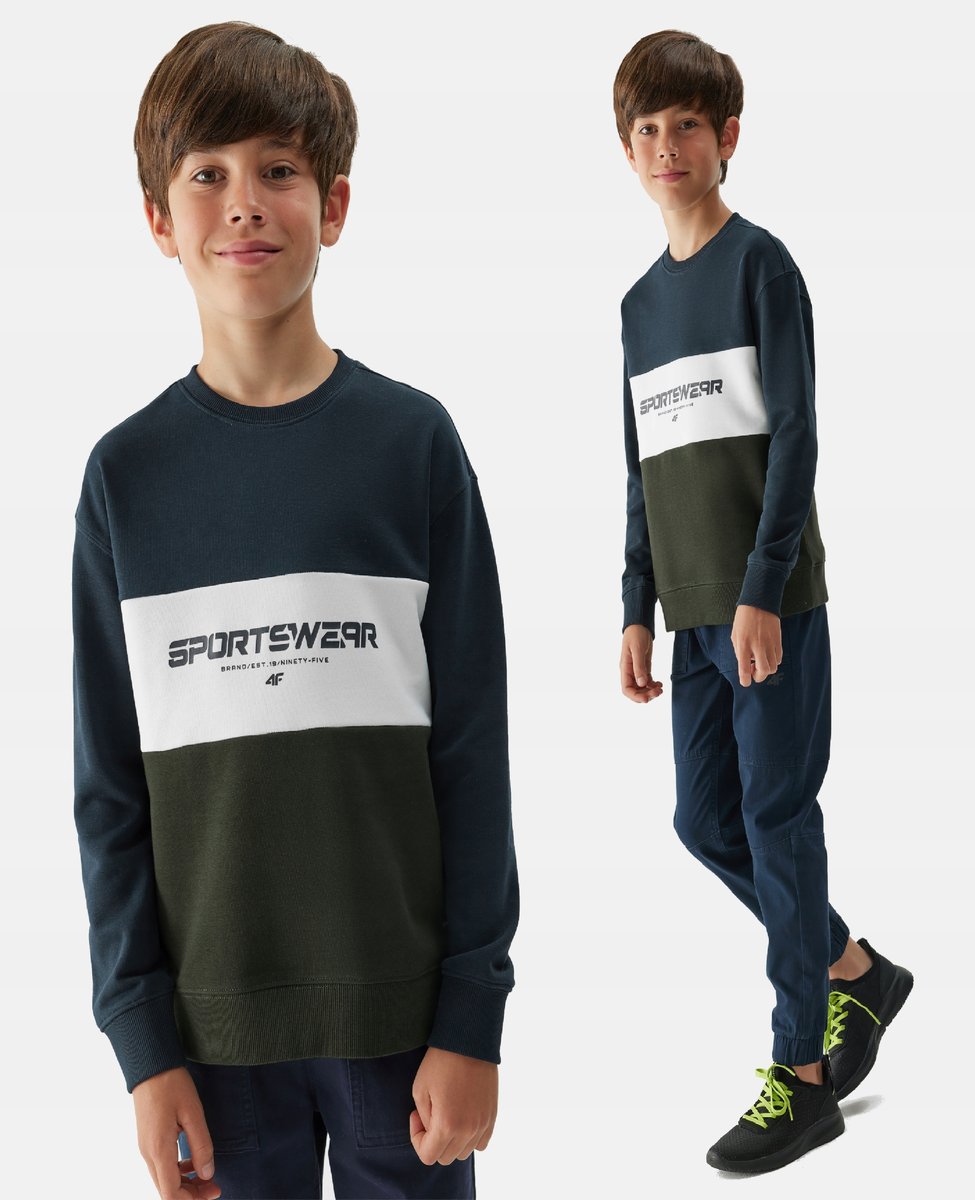 4F BLUZA CHŁOPIĘCA DRESOWA SPORTOWA NIEROZPINANA