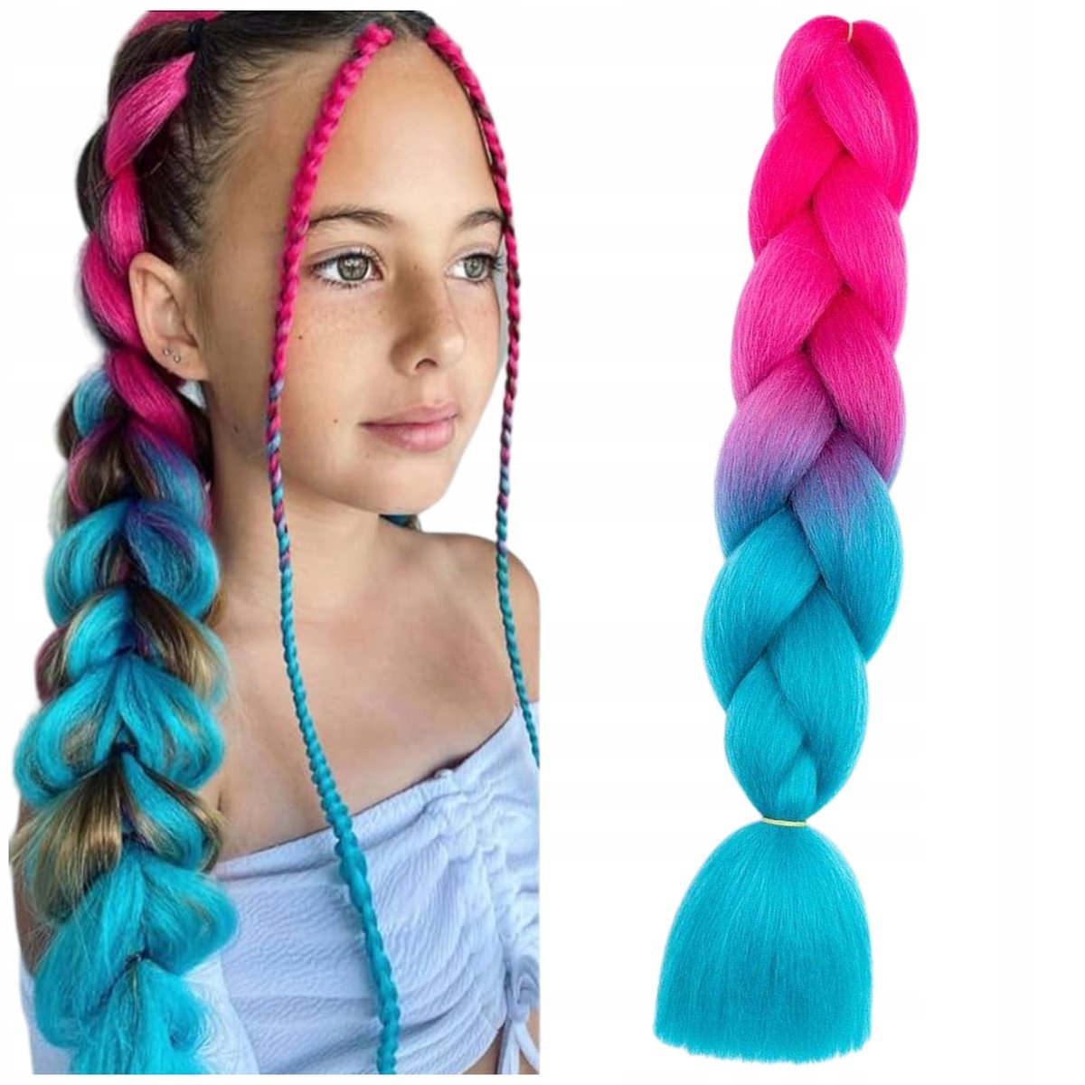 WŁOSY SYNTETYCZNE DO WARKOCZYKÓW KOLOROWE WARKOCZYKI DOCZEPIANE WLOSY OMBRE