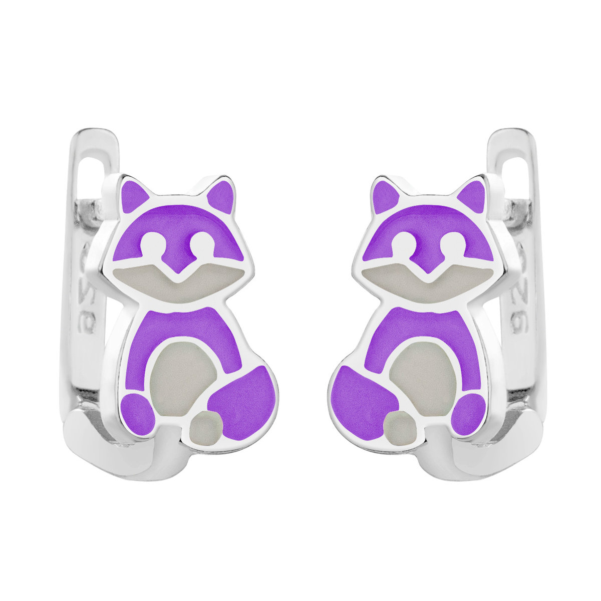 DELIKATNE UROCZE KOLCZYKI FIOLETOWE KOTKI p.925