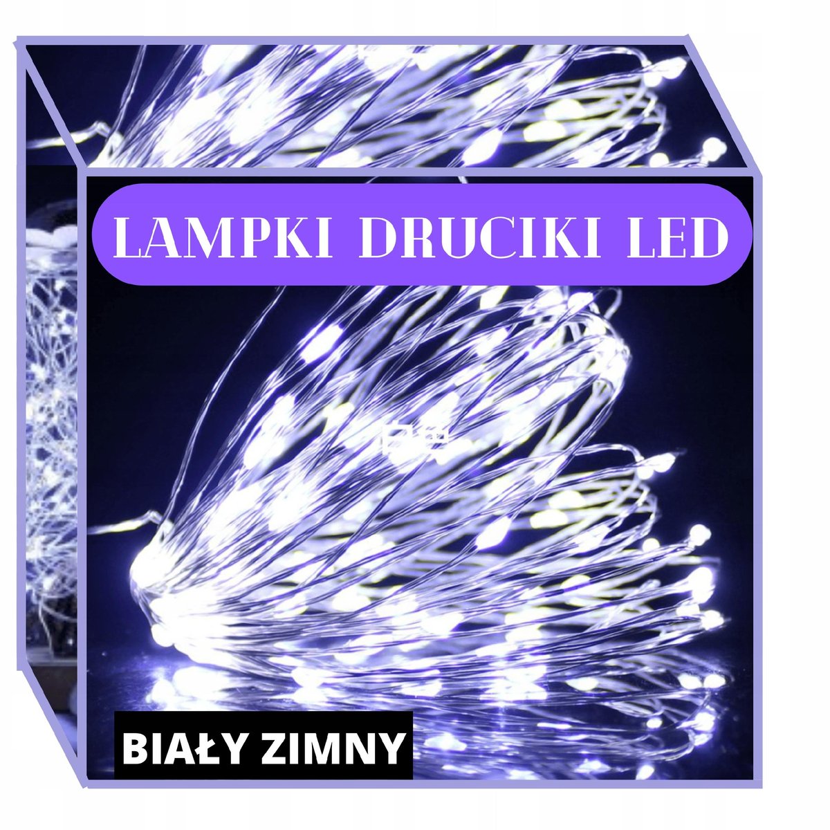 GIRLANDA ŚWIETLNA DRUCIKI 100 LED NA BATERIE BIAŁE ZIMNE 10M LAMPKI