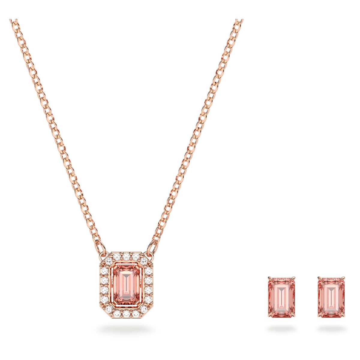Zestaw Swarovski Millenia set, Octagon cut Swarovski Zirconia, Pink, Rose-gold tone plated 5620548