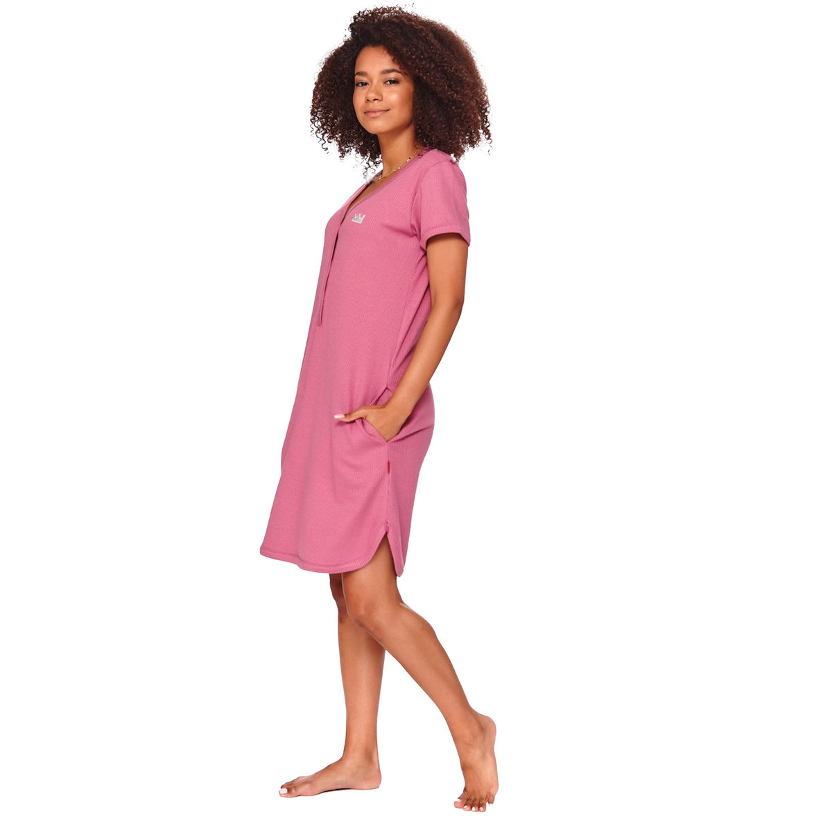 Doctor Nap Różowa koszula z haftowaną koroną, Rozmiar: 2XL-M