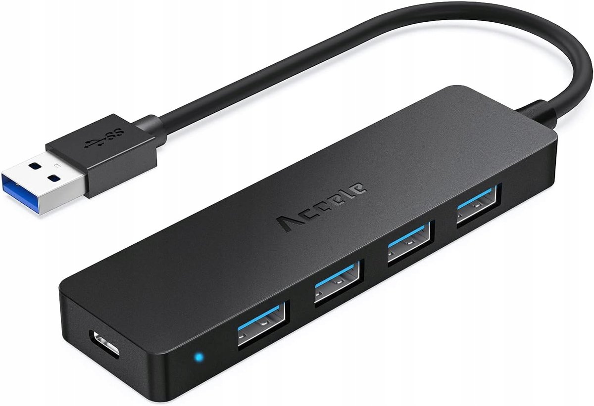 HUB USB 4w1 4-Portowy USB-A 3.0 Superszybki Transfer Danych 5Gbit/s
