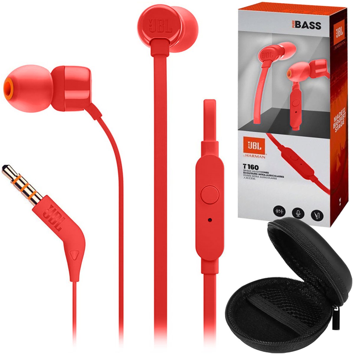 JBL Tune 160 Red + Etui czarne