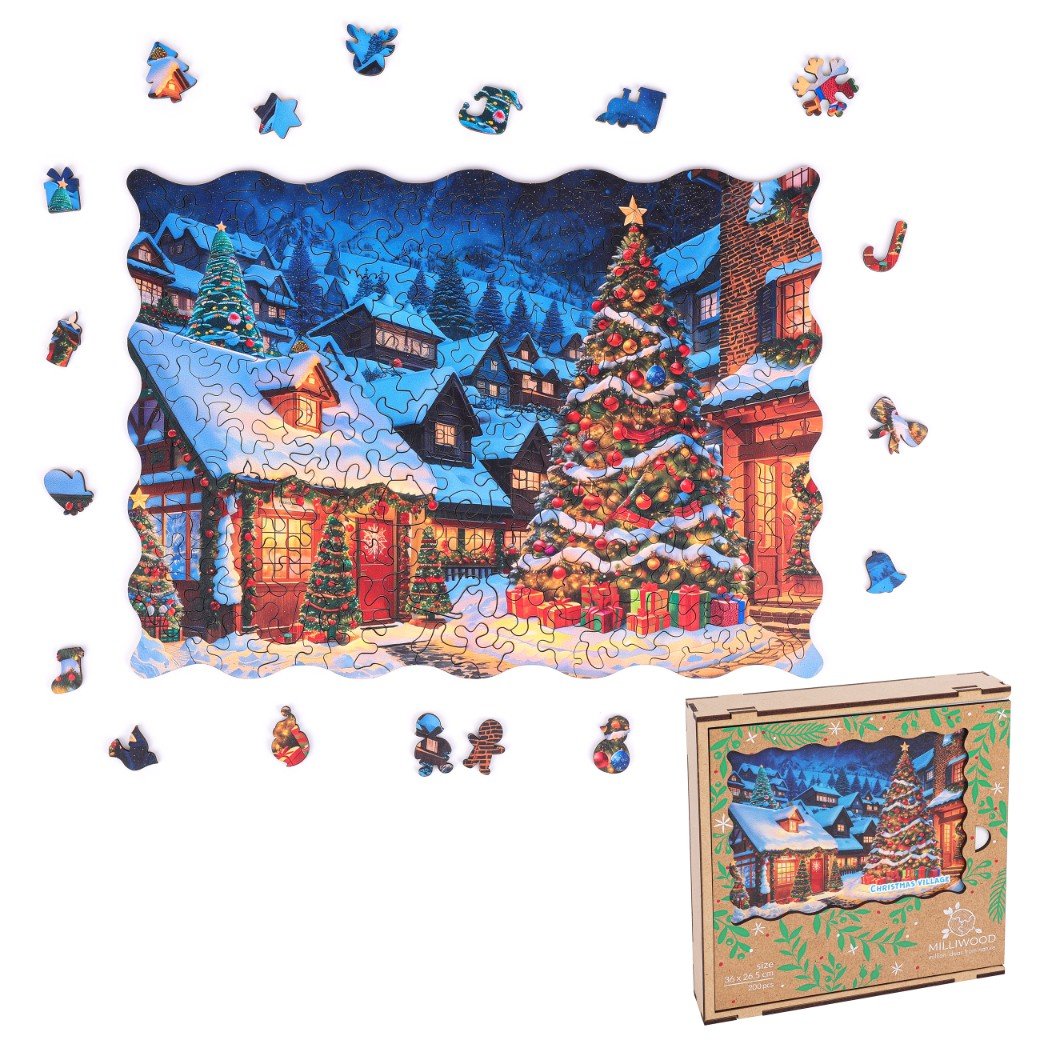 Puzzle drewniane - Christmas - Świąteczna wioska - 200 el.