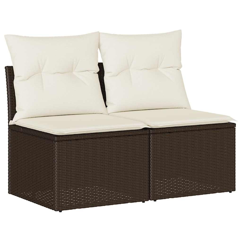 vidaXL 4-cz sofa ogrodowa z poduszkami, brązowy rattan PE i akacja