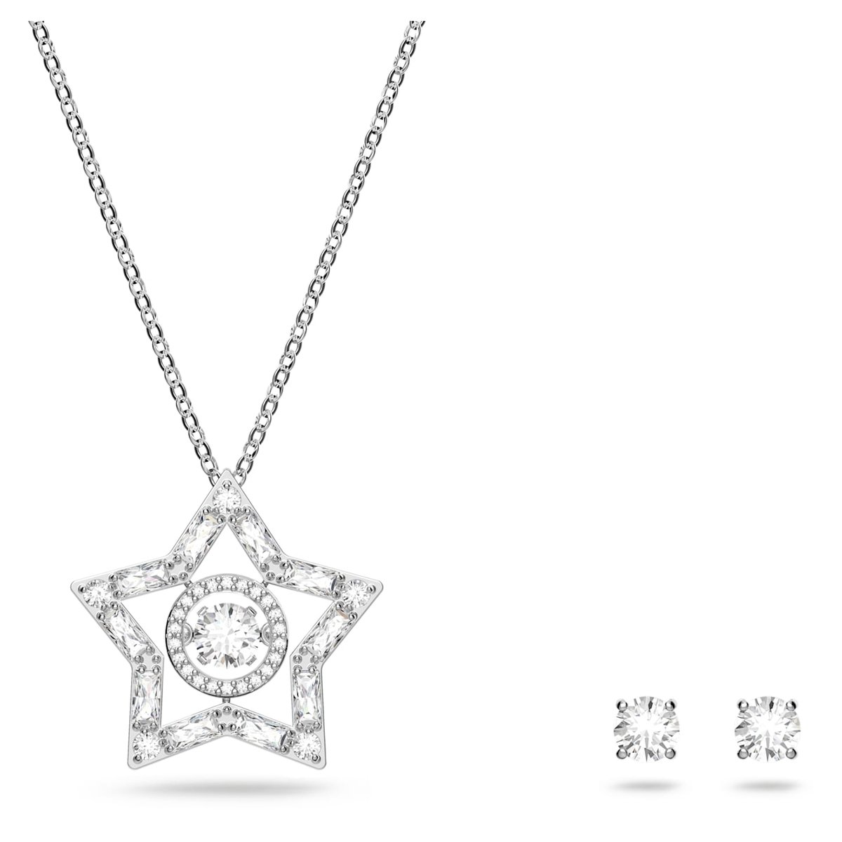 Zestaw Swarovski Stella set, Star, White, Rhodium plated 5622729