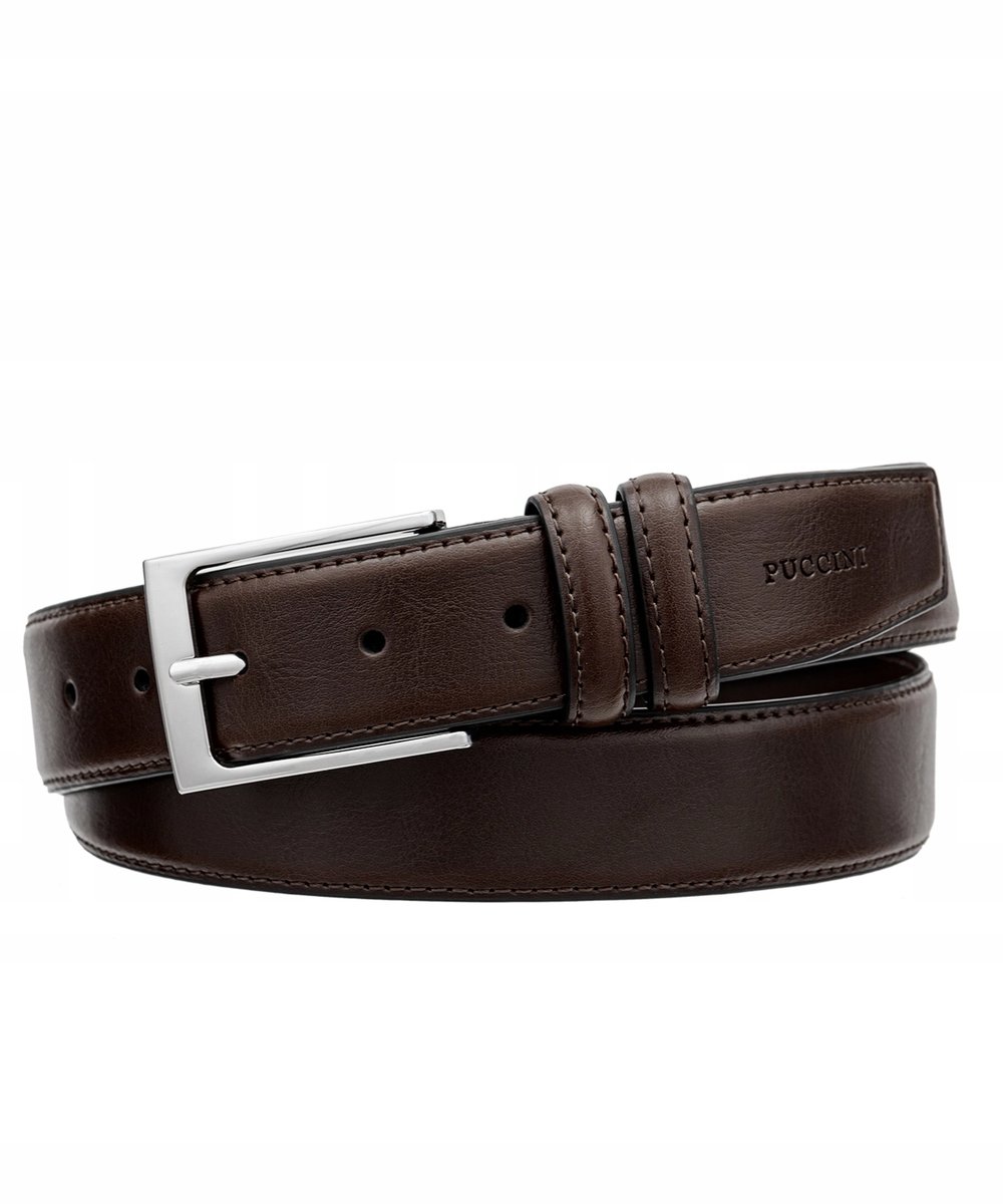 Pasek Męski Do Spodni Skórzany Skóra Naturalna PUCCINI Brąz PAM02(3.5)L 2A
