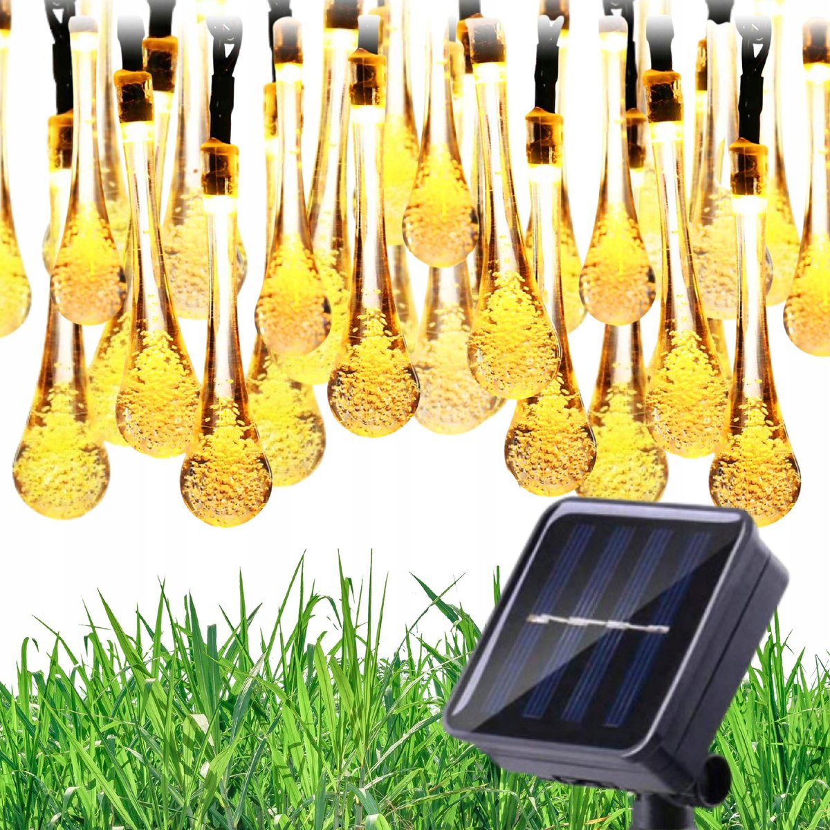 GIRLANDA SOLARNA OGRODOWA 40 LED ŚWIETLNA LAMPKI KROPLE ROSY KULKI ŻARÓWKI