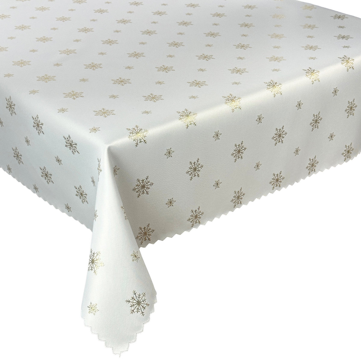 Dwustronny Obrus Plamoodporny Świąteczny  Śnieg Złoty-130x220 cm