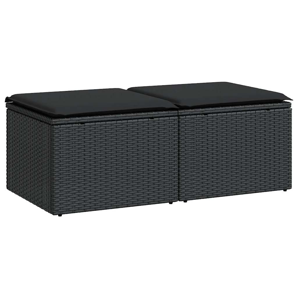 vidaXL 2-cz. zestaw mebli z poduszkami, czarny, polirattan i akacja