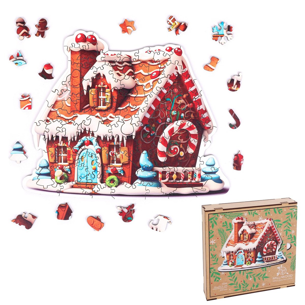 Puzzle drewniane - Christmas - Domek z piernika  100 el.