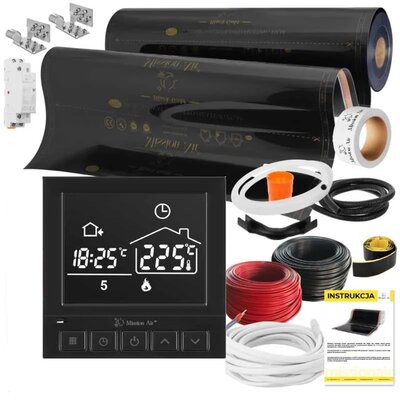 Folia grzewcza na podczerwień MISSION AIR Black Gold PTC 160W 30m² szer. 100cm + regulator Taurus Czarny