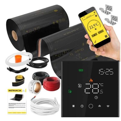 Folia grzewcza na podczerwień MISSION AIR Black Gold PTC 160W/m2 3.5m² szer. 50cm + regulator Leo Czarny Wi-Fi