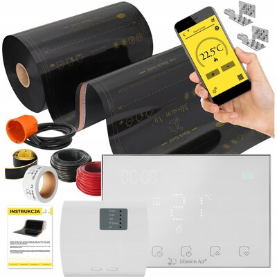 Folia grzewcza na podczerwień MISSION AIR Black Gold PTC 160W/m² (12mb x 50cm) + regulator Gemini Biały WiFi