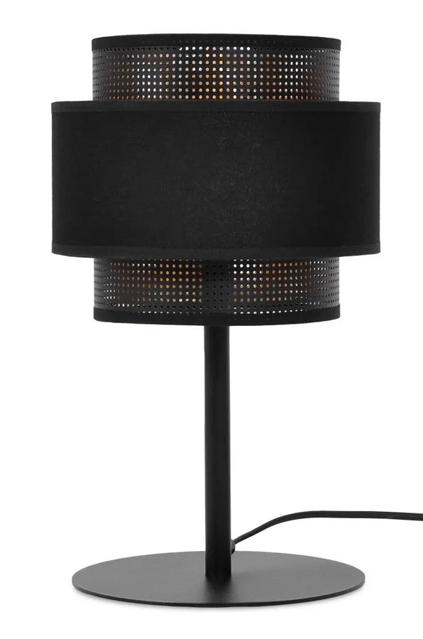 Czarna nowoczesna lampka stołowa z podwójnym abażurem - 6X A714 C0-R51