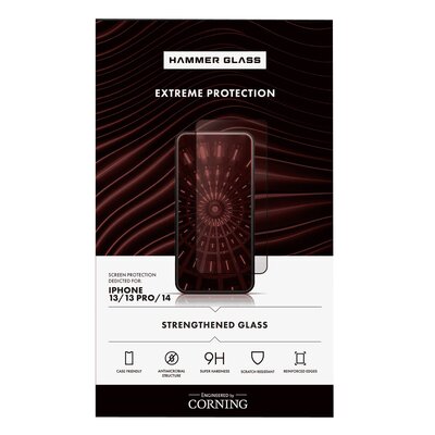 Szkło hartowane HAMMER GLASS Corning do Apple iPhone 13/13 Pro/14 | Bezpłatny transport