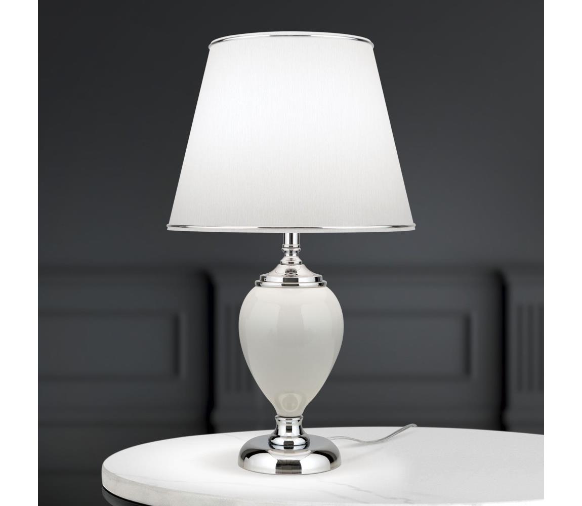 Orion LA 4-1229 - Lampa stołowa OVUM 1xE27/40W/230V 48 cm ceramika biały/chrom