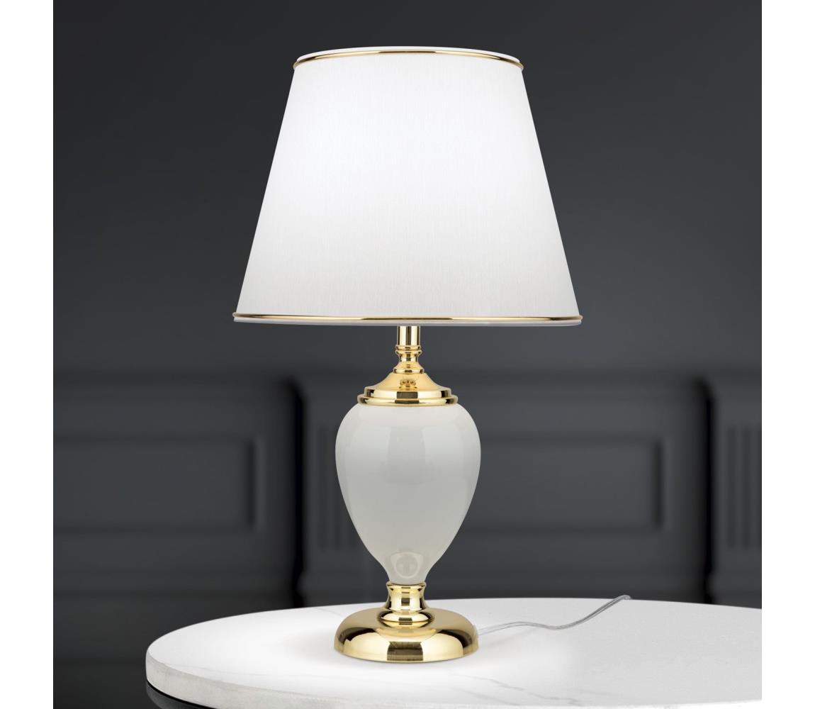 Orion LA 4-1229 - Lampa stołowa OVUM 1xE27/40W/230V 48 cm ceramika biały/złoty