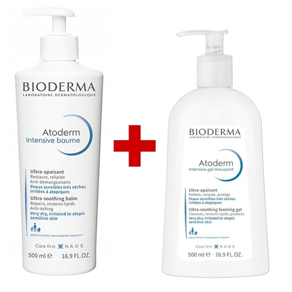 BIODERMA Atoderm balsam 500ml + żel 500ml (ZESTAW)