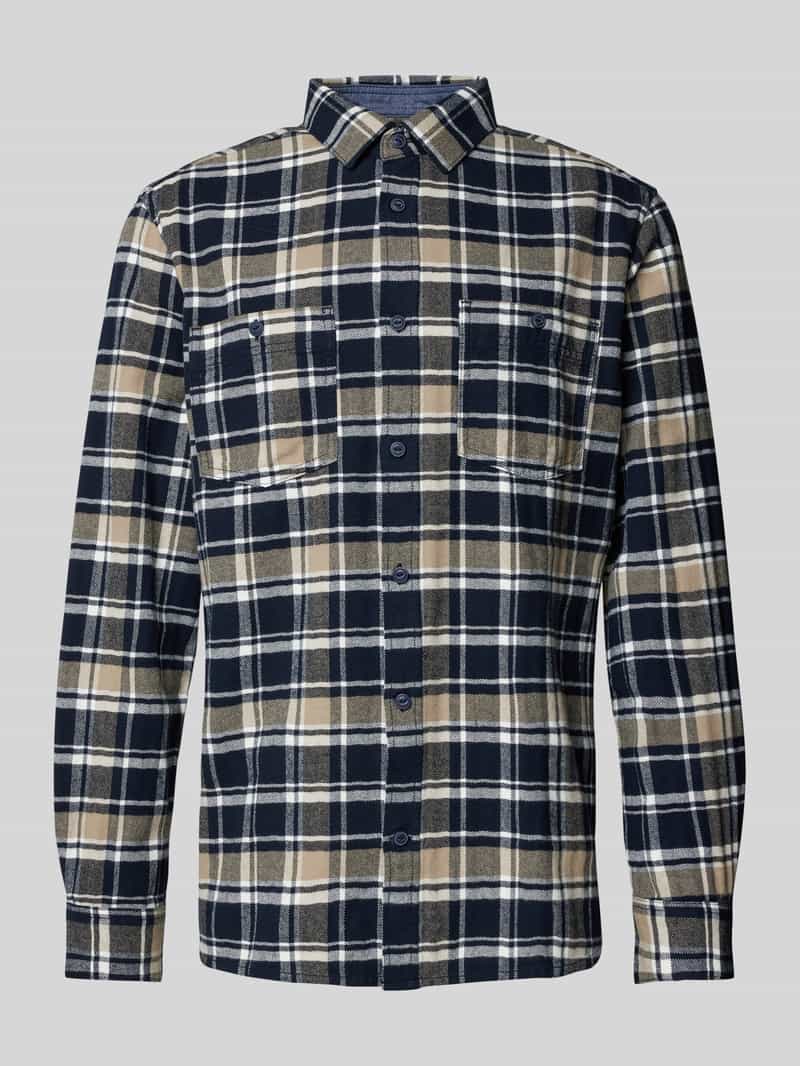 Koszula flanelowa o kroju regular fit z czystej bawełny ze wzorem w kratkę