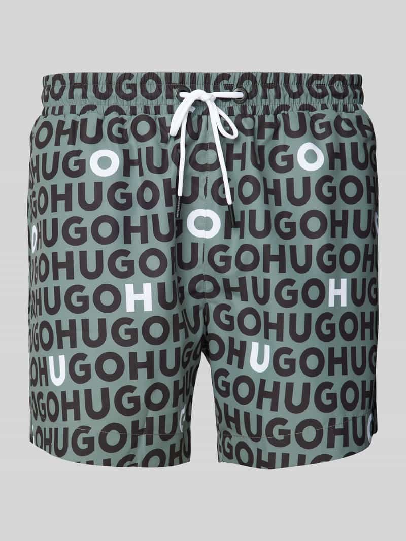 Spodenki kąpielowe o kroju regular fit z nadrukiem z logo model ‘TORTUGA’