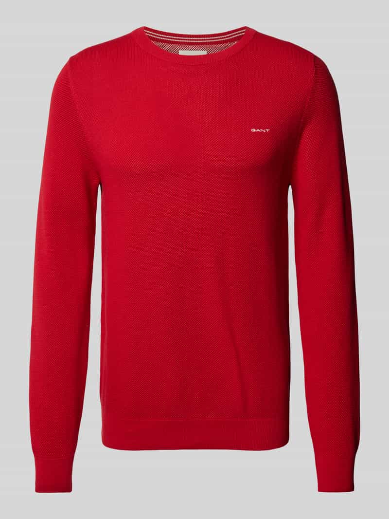 Sweter z dzianiny z wyhaftowanym logo model ‘PIQUE’