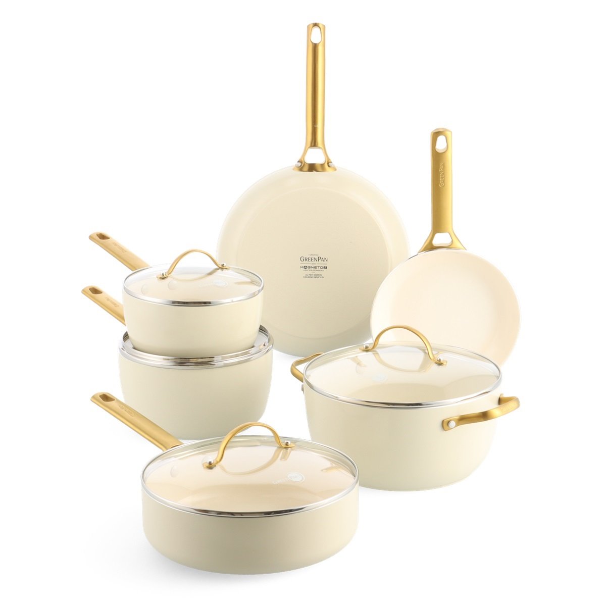 Zestaw garnków i patelni PADOVA Cream White 10 elementów GreenPan