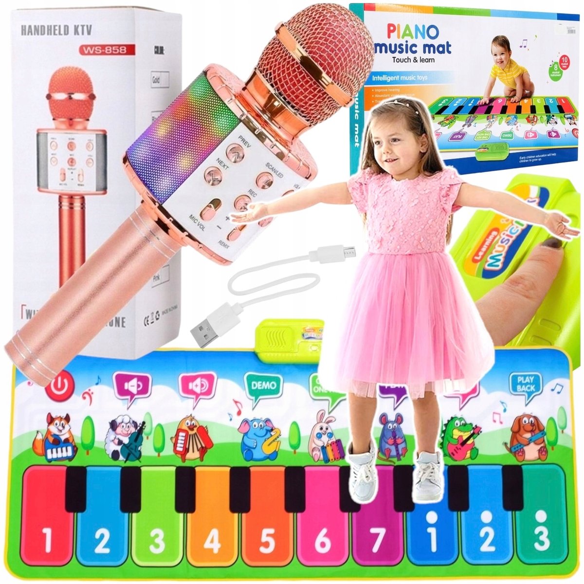 Mata Do Tańczenia Tańca Muzyczna Dzieci Duża + Mikrofon Karaoke Bluetooth