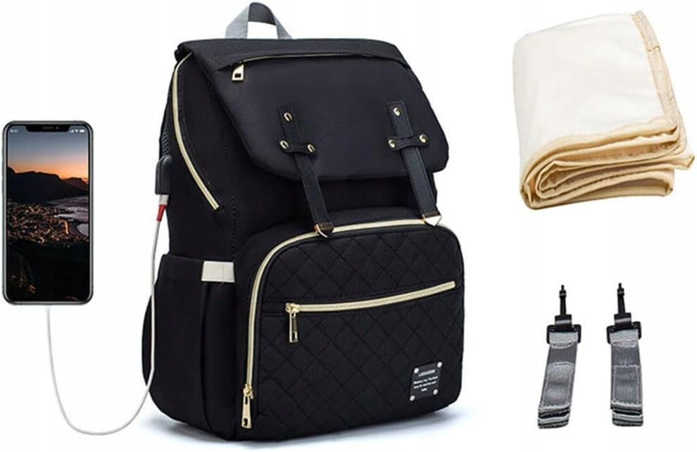 Plecak miejski torba mamy do wózka organizer 3w1 usb (T119)