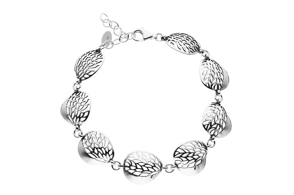 Srebrna bransoletka gładka regulowana z ażurowym wzorem pr925