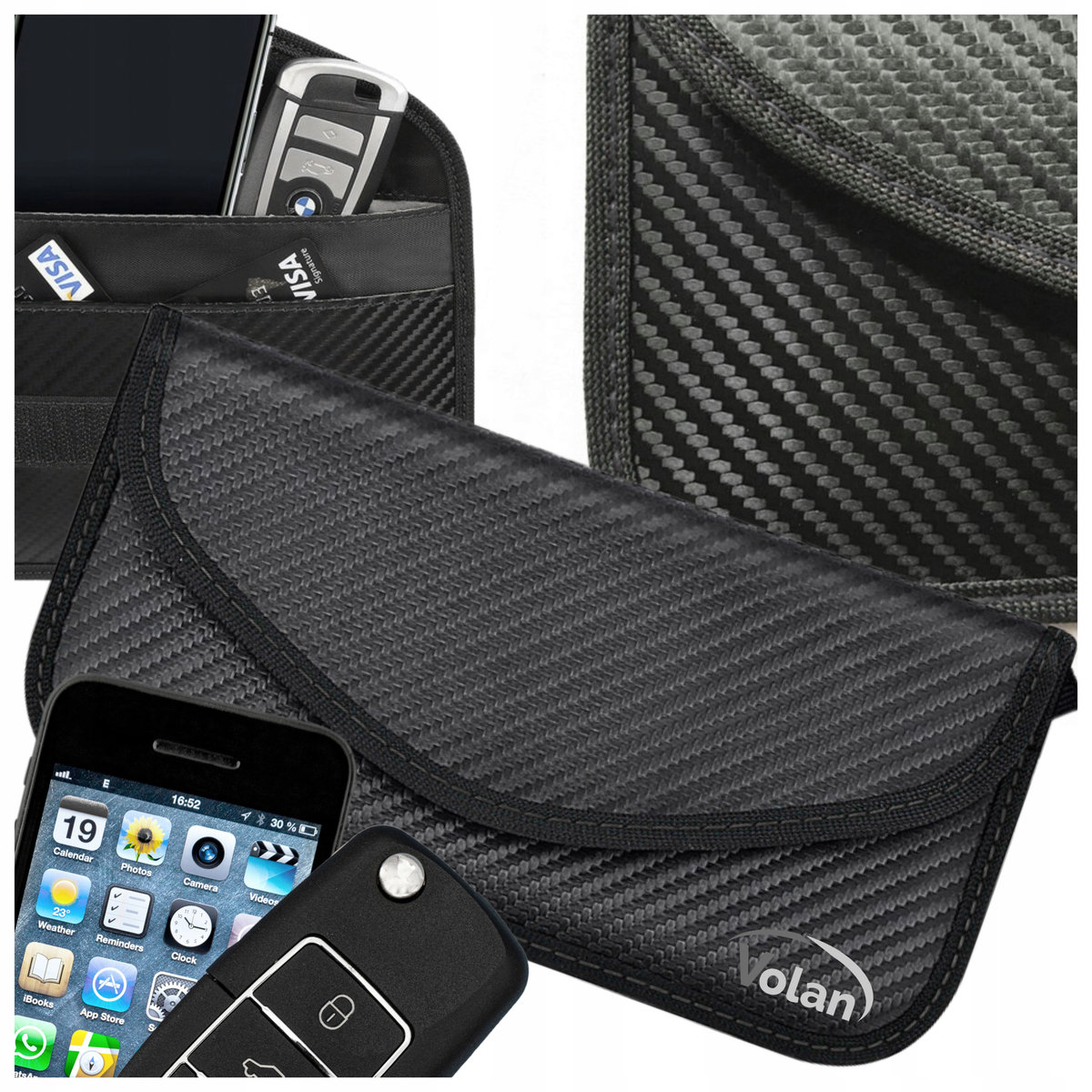 KLATKA FARADAYA ETUI Na Telefon Kluczyki BLOKADA SYGNAŁU Duże Worek CZARNE