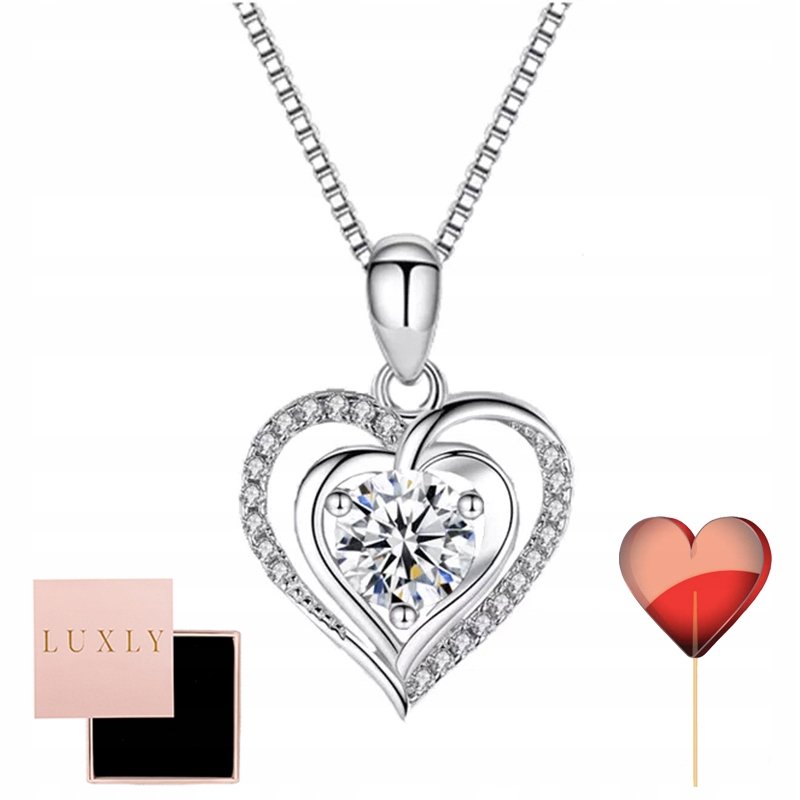 NASZYJNIK DAMSKI SERCE SREBRNY 925 SWAROVSKI