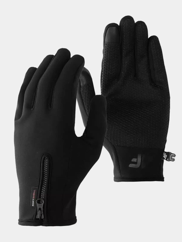 Rękawiczki softshellowe Touch Screen zimowe uniseks 4F 4FWAW24AGLOU133-20S Czarny