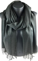 Szalik damski JEDNOKOLOROWY z frędzlami RE-19-22 szary