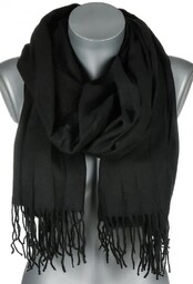 Szalik damski jesienno zimowy z frędzlami ST-6-9N czarny