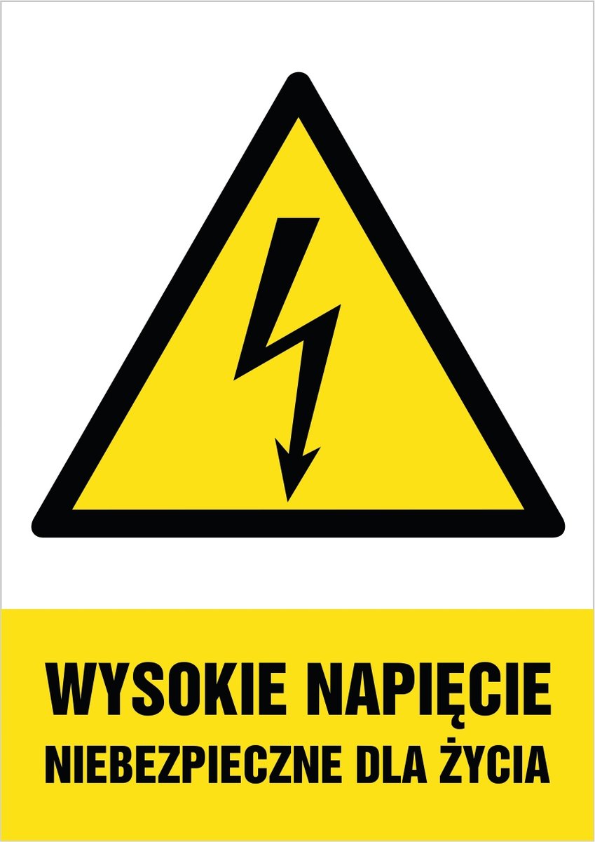 Naklejka Wysokie napięcie niebezpieczne dla życia 30x42cm