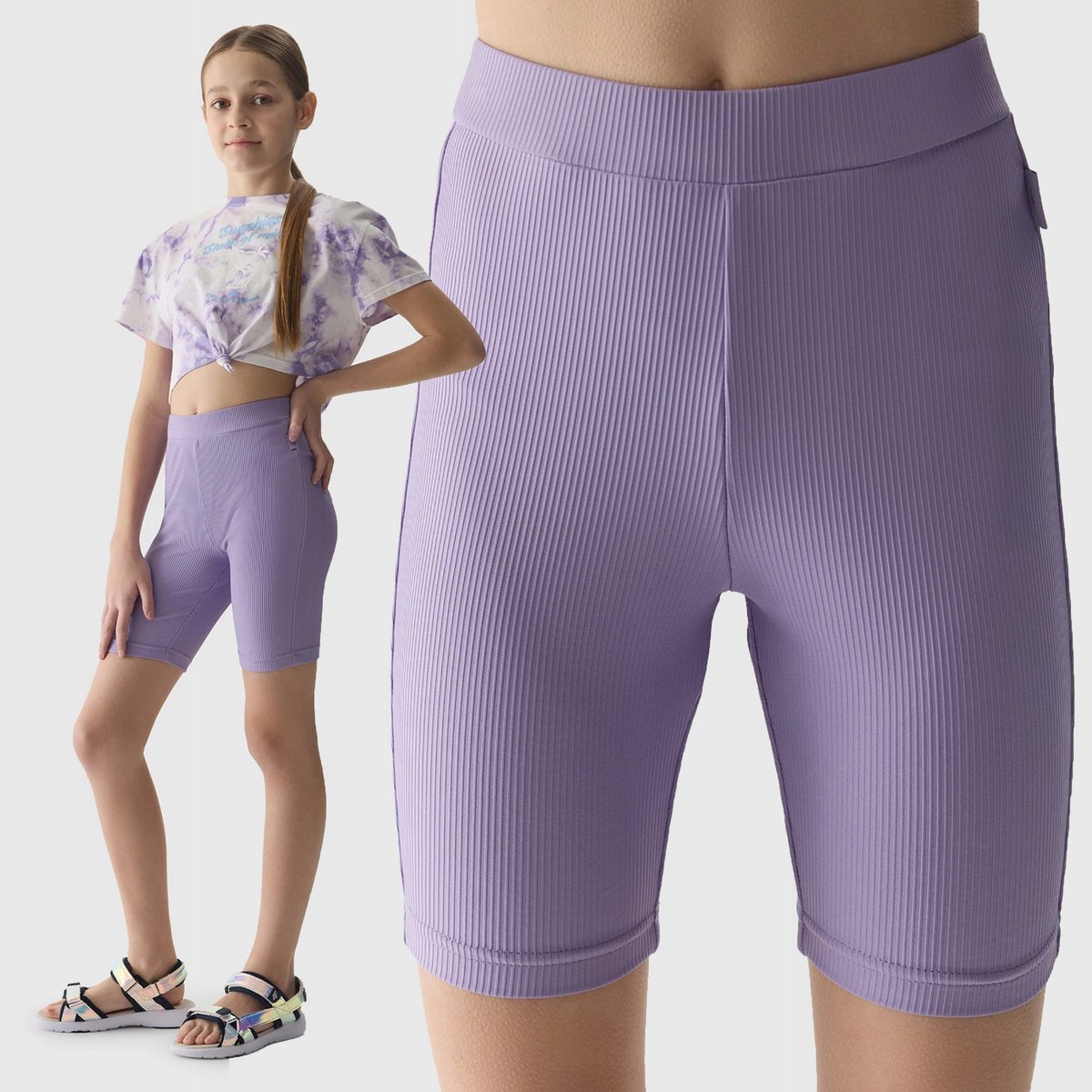 4F LEGGINSY KOLARKI DZIANINOWE DZIEWCZĘCE SS24